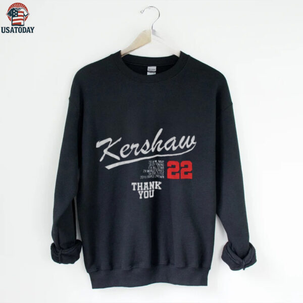 Clayton Kershaw LA Dodgers Pitching Baseball Player Thank You Forever 22 shirt