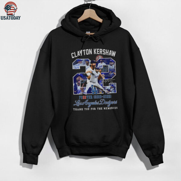 Clayton Kershaw forever 22 Los Angeles Dodgers baseball legend signature thank you for the memories shirt