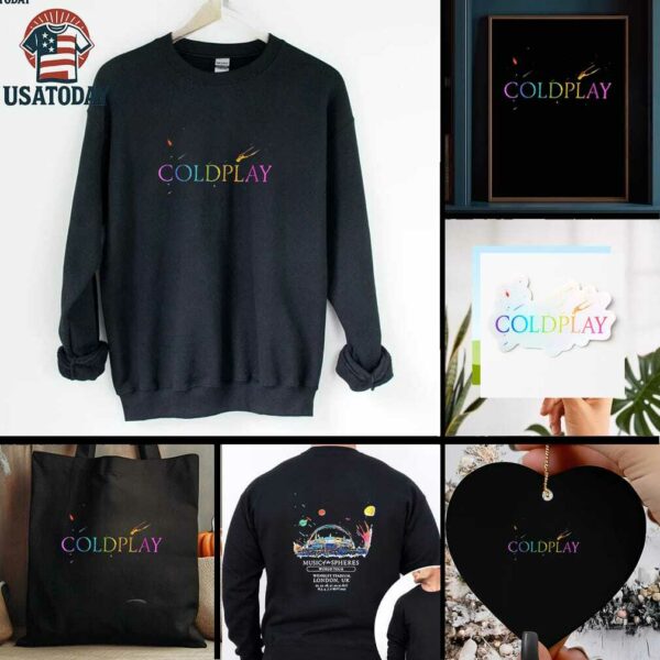 Coldplay Music of the Spheres world tour London UK colorful shirt