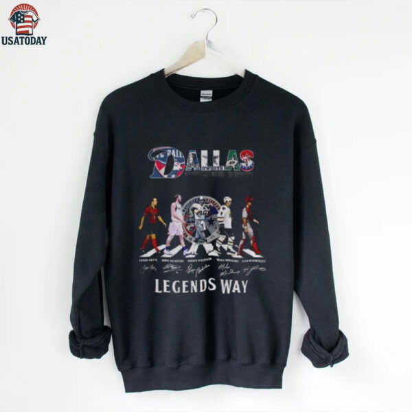 Dallas Burn Dallas Mavericks Dallas Cowboys Dallas Stars and Texas Rangers Abbey Road Legends Way signatures shirt