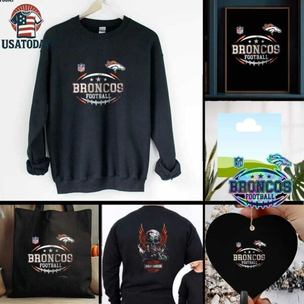 Denver Broncos NFL Harley Davidson motorcycle graphic shirt