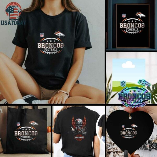 Denver Broncos NFL Harley Davidson motorcycle graphic shirt