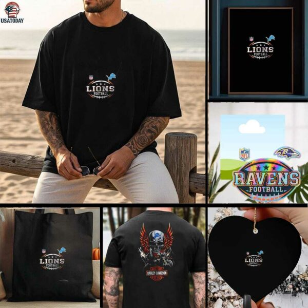 Detroit Lions NFL Harley Davidson motorcycle graphic shirt