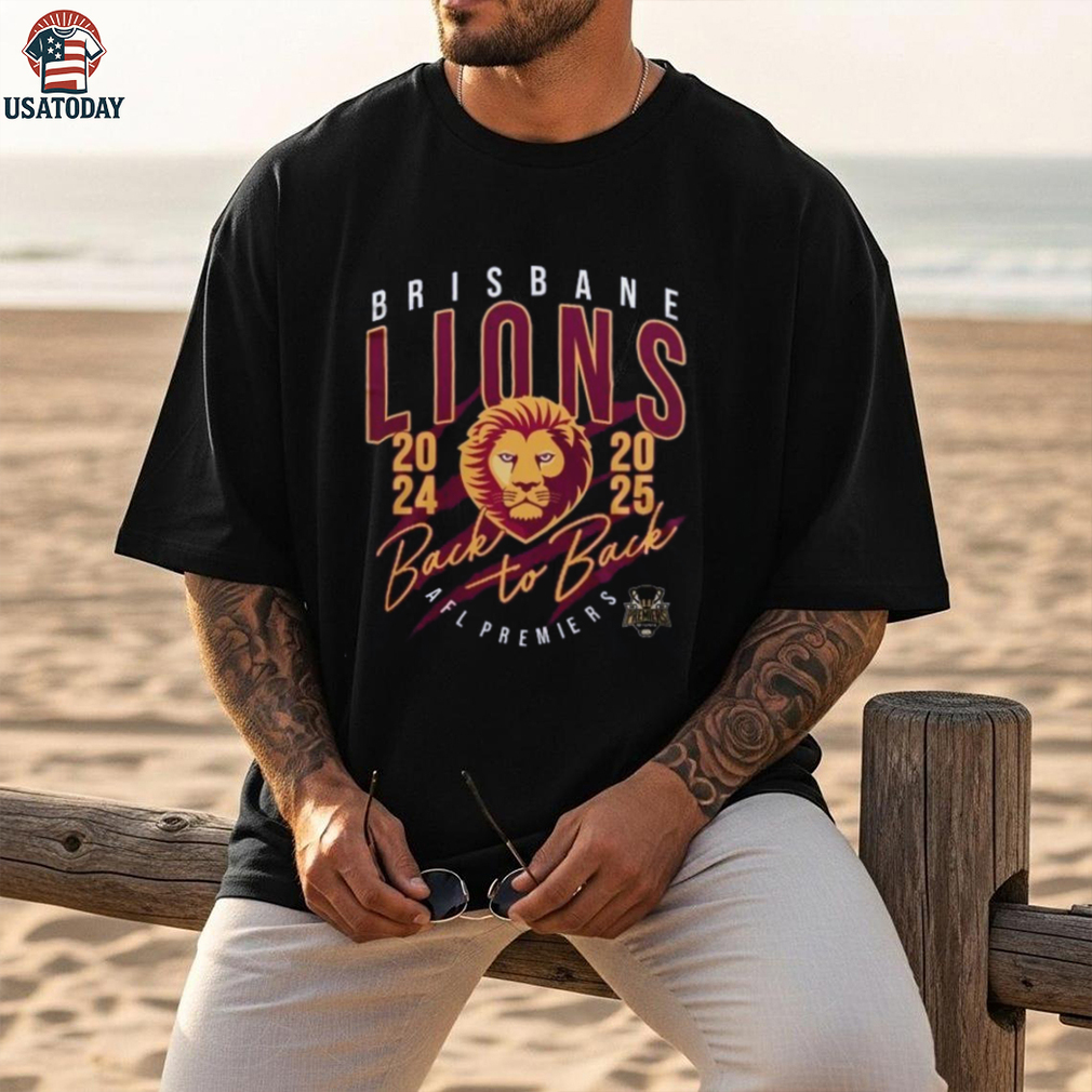Official Brisbane Lions Back To Back 2024 2025 AFL Premiers 2 Sided Shirt Official Brisbane Lions Back To Back 2024 2025 AFL Premiers 2 Sided Shirt