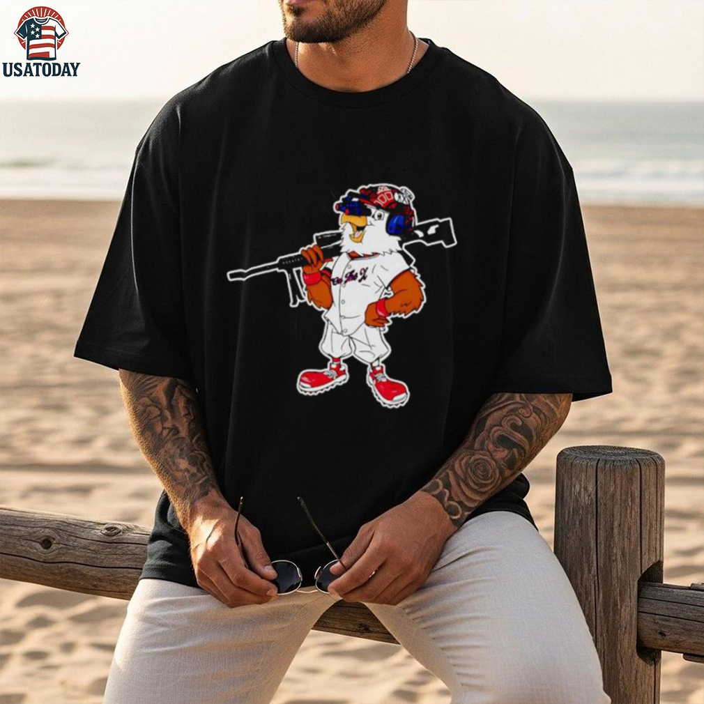 Eagle wearing baseball uniform holding a rifle shirt Eagle wearing baseball uniform holding a rifle shirt