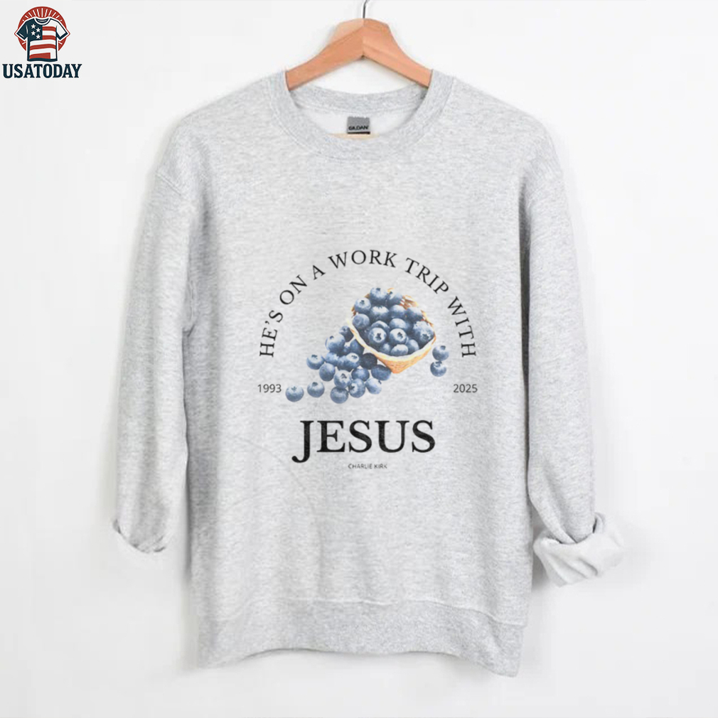 Erika Kirk Blueberry he’s on a work trip with Jesus Charlie Kirk memorial shirt Erika Kirk Blueberry he’s on a work trip with Jesus Charlie Kirk memorial shirt