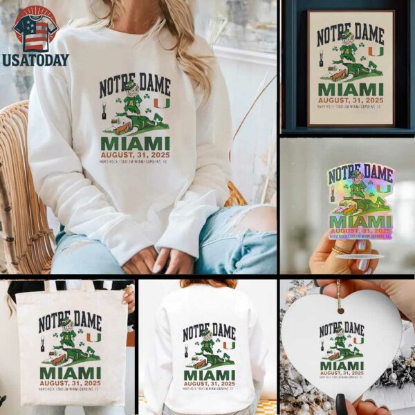 Notre Dame vs Miami Hurricanes hard rock stadium Miami gardens Fl 2025 shirt