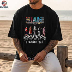 Florida Panthers Miami Heat Miami Dolphins Florida Marlins and Inter Miami CF Abbey Road Legends Way signatures shirt