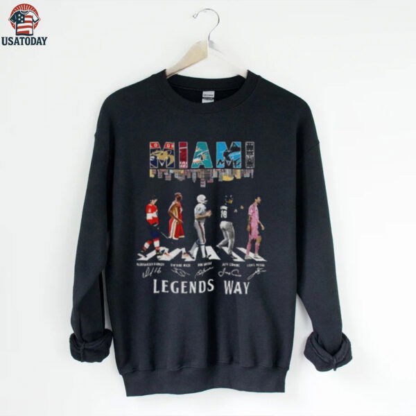 Florida Panthers Miami Heat Miami Dolphins Florida Marlins and Inter Miami CF Abbey Road Legends Way signatures shirt