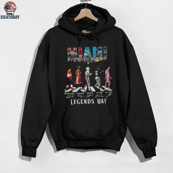 Florida Panthers Miami Heat Miami Dolphins Florida Marlins and Inter Miami CF Abbey Road Legends Way signatures shirt