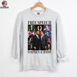 Free Speech Stephen And Jimmy Jimmy Kimmel Political Satire Eras Tour ladies tee