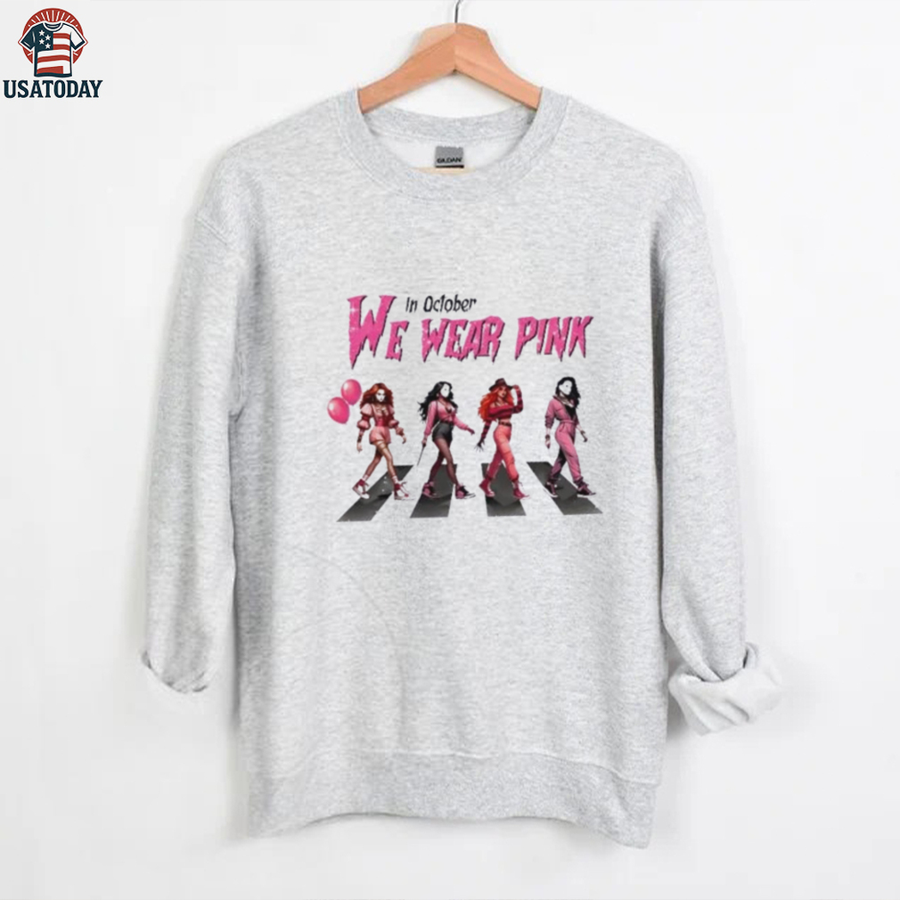 Girls Cosplay Halloween Abbey Road in October We Wear Pink Breast Cancer Awareness shirt Girls Cosplay Halloween Abbey Road in October We Wear Pink Breast Cancer Awareness shirt