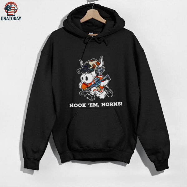 Hook ’em Horns Texas Longhorns Military Bull shirt