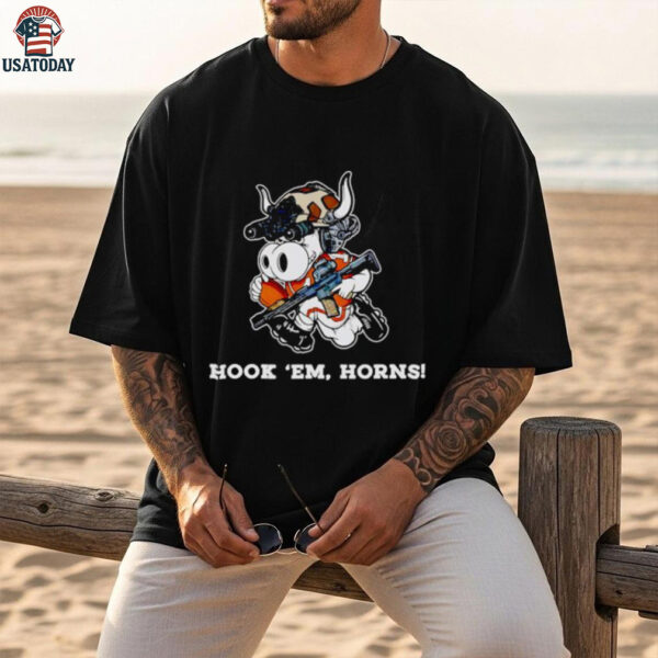 Hook ’em Horns Texas Longhorns Military Bull shirt