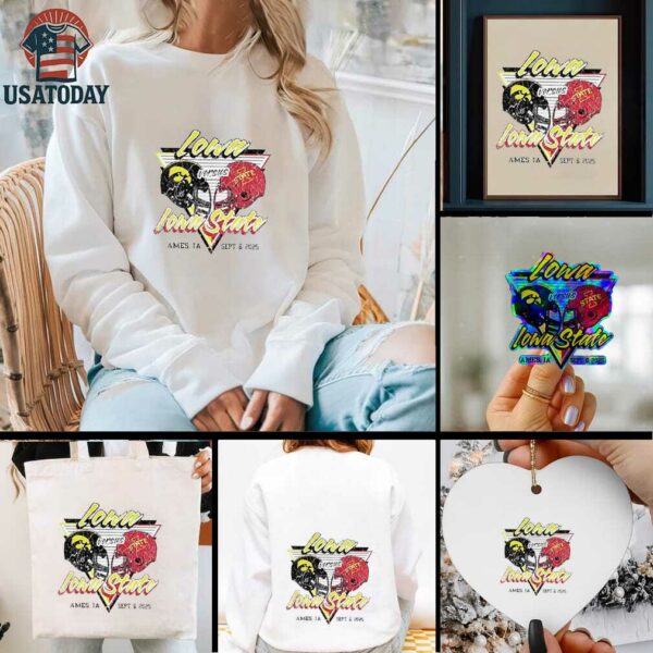Iowa State Cyclones vs Iowa Hawkeyes football helmet head to head Ames IA 2025 shirt
