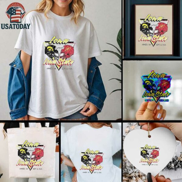 Iowa State Cyclones vs Iowa Hawkeyes football helmet head to head Ames IA 2025 shirt