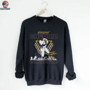 Jackson Chourio Milwaukee skyline swing signature shirt