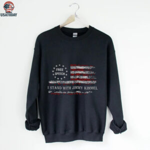 Jimmy Kimmel Free speech I stand with Jimmy Kimmel American flag retro shirt