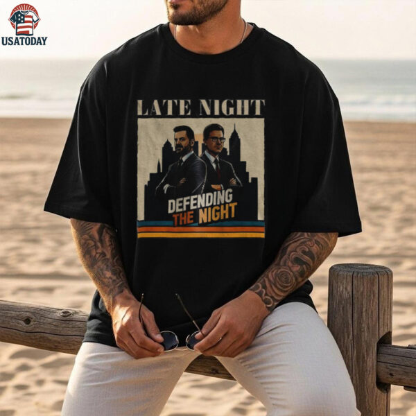 Jimmy Kimmel and Stephen Colbert late night defending the night shirt