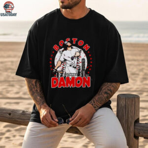 Johnny Damon Boston skyline celebration shirt