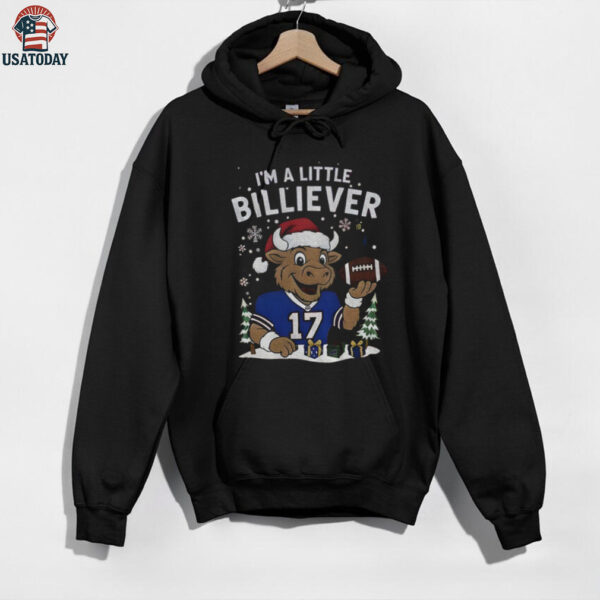 Josh Allen 17 Buffalo Bills mascot Football NFL I’m a little billiever Merry Christmas shirt