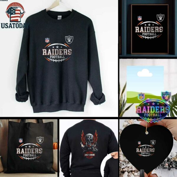 Las Vegas Raiders NFL Harley Davidson motorcycle graphic shirt