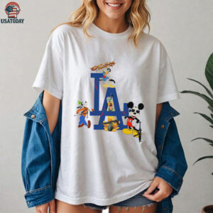 Los Angeles Dodgers Disney cartoon character mashup shirt