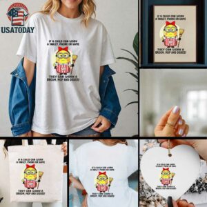 Cute Minion if child can work a table phone or game they can work a broom mop and dishes shirt