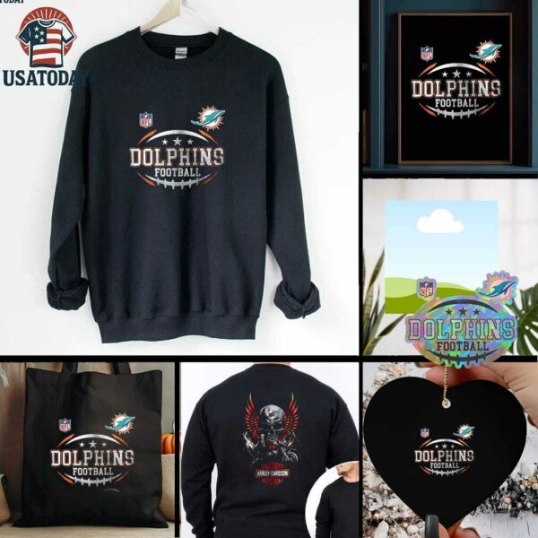 Miami Dolphins NFL Harley Davidson motorcycle graphic shirt