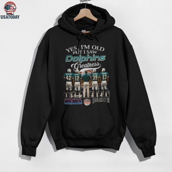 Miami Dolphins yes I’m old but I saw Dolphins greatness city skyline signatures shirt