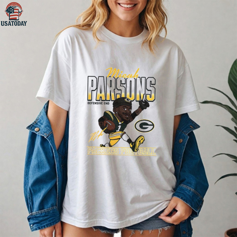 Micah Parsons cartoon Green Bay Packers NFL Football 2025 caricature signature shirt Micah Parsons cartoon Green Bay Packers NFL Football 2025 caricature signature shirt