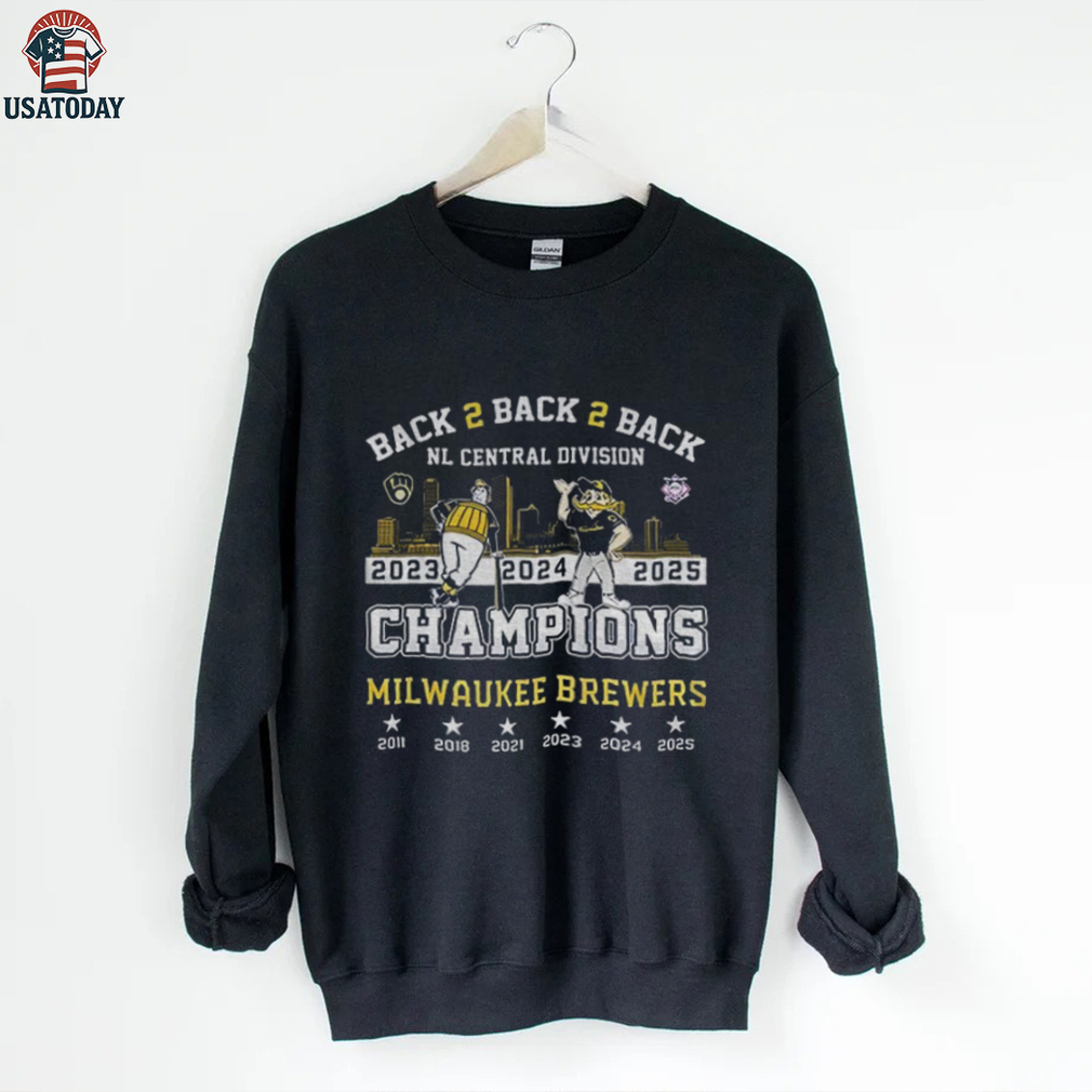 Milwaukee Brewers mascot Back 2 back 2 Back NL Central Division 2025 Champions shirt Milwaukee Brewers mascot Back 2 back 2 Back NL Central Division 2025 Champions shirt