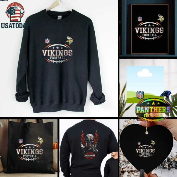 Minnesota Vikings NFL Harley Davidson motorcycle graphic shirt