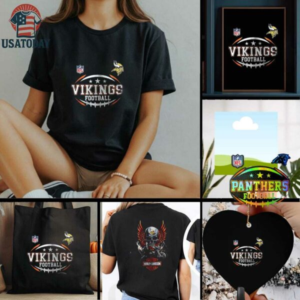 Minnesota Vikings NFL Harley Davidson motorcycle graphic shirt