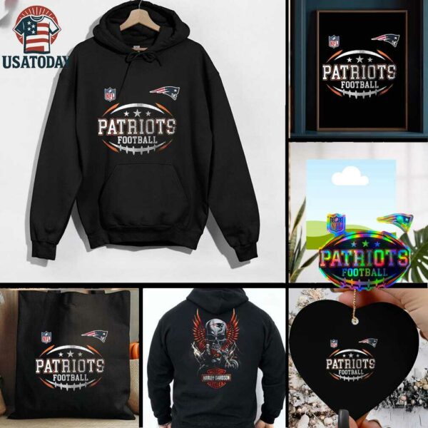 New England Patriots NFL Harley Davidson motorcycle graphic shirt
