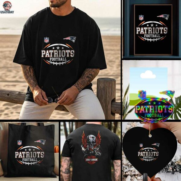 New England Patriots NFL Harley Davidson motorcycle graphic shirt