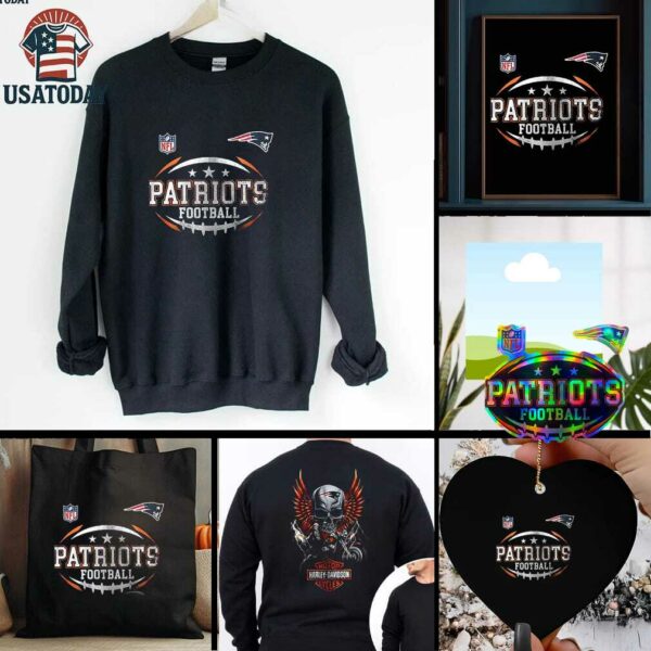 New England Patriots NFL Harley Davidson motorcycle graphic shirt