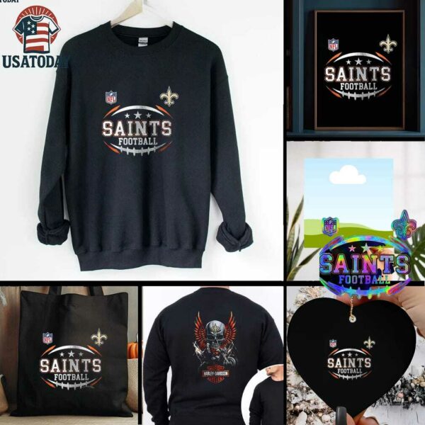 New Orleans Saints NFL Harley Davidson motorcycle graphic shirt