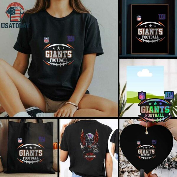 New York Giants NFL Harley Davidson motorcycle graphic shirt