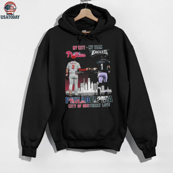 Official Harper And Hurts My City My Team Philadelphia City Of brotherly Love Signatures 2025 Shirt