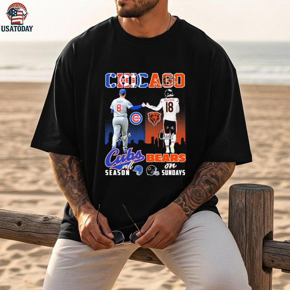 Official Ian Happ X Caleb Williams Chicago Cubs All Season Chicago Bears On Sundays Signatures T shirts Official Ian Happ X Caleb Williams Chicago Cubs All Season Chicago Bears On Sundays Signatures T shirts