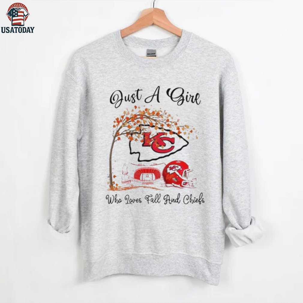 Official Just A Girl Who Loves Fall And Kansas City Chiefs Stadium And Helmet 2025 Shirt Official Just A Girl Who Loves Fall And Kansas City Chiefs Stadium And Helmet 2025 Shirt