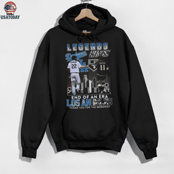 Official Los Angeles Dodgers Los Angeles Kings Legends End Of An Era Thank You For The Memories Signatures Shirt