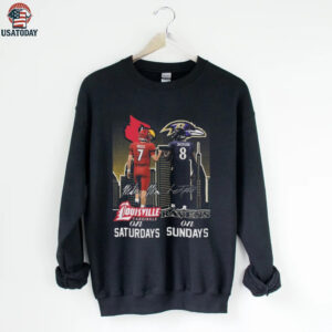 Official Moss Louisville Cardinals On Saturdays And Jackson Baltimore Ravens On Sundays Signatures 2025 Shirt