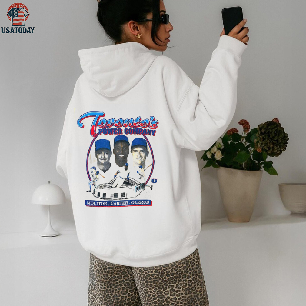 Paul Molitor Joe Carter and John Olerud Toronto Blue Jays baseball Toronto’s Power Company shirt Paul Molitor Joe Carter and John Olerud Toronto Blue Jays baseball Toronto’s Power Company shirt