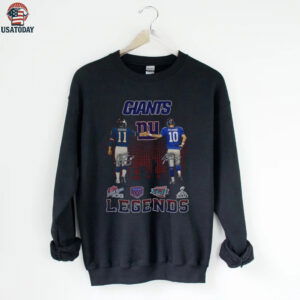 Phil Simms with Eli Manning New York Giants Football Legends signatures shirt