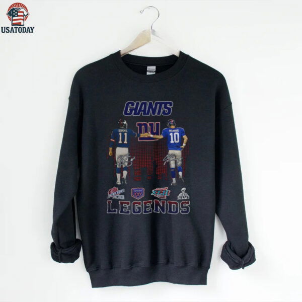 Phil Simms with Eli Manning New York Giants Football Legends signatures shirt