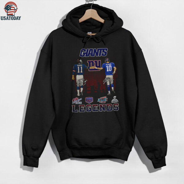 Phil Simms with Eli Manning New York Giants Football Legends signatures shirt