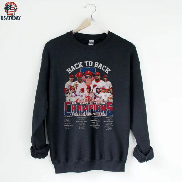 Philadelphia Phillies Back to Back 2024 2025 NL East Division Champions signatures shirt