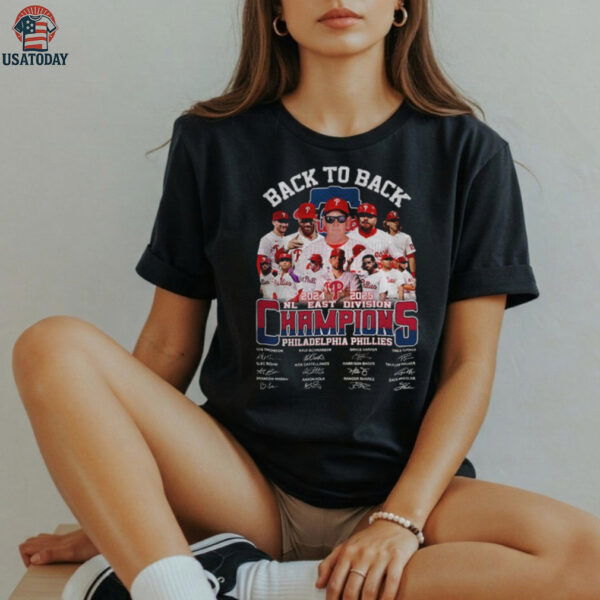 Philadelphia Phillies Back to Back 2024 2025 NL East Division Champions signatures shirt